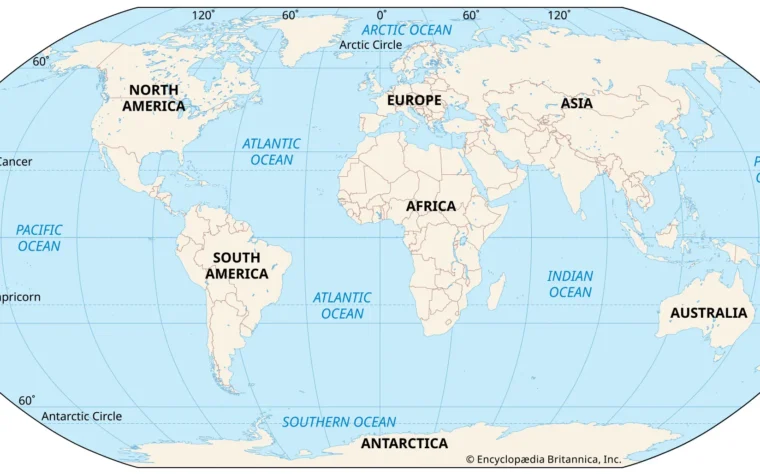 Map of Continents and Oceans: All 7 Continents and 5 Oceans (With Printable)